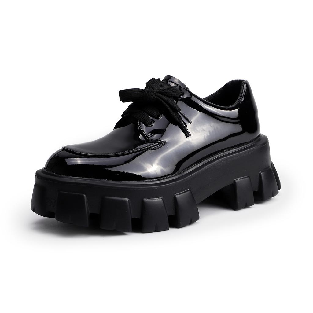 Grape Mother the Same 2025 Spring New Internet Celebrity the Same Fashion Uniform Big Head Platform Small Leather Shoes Daily Single Shoes