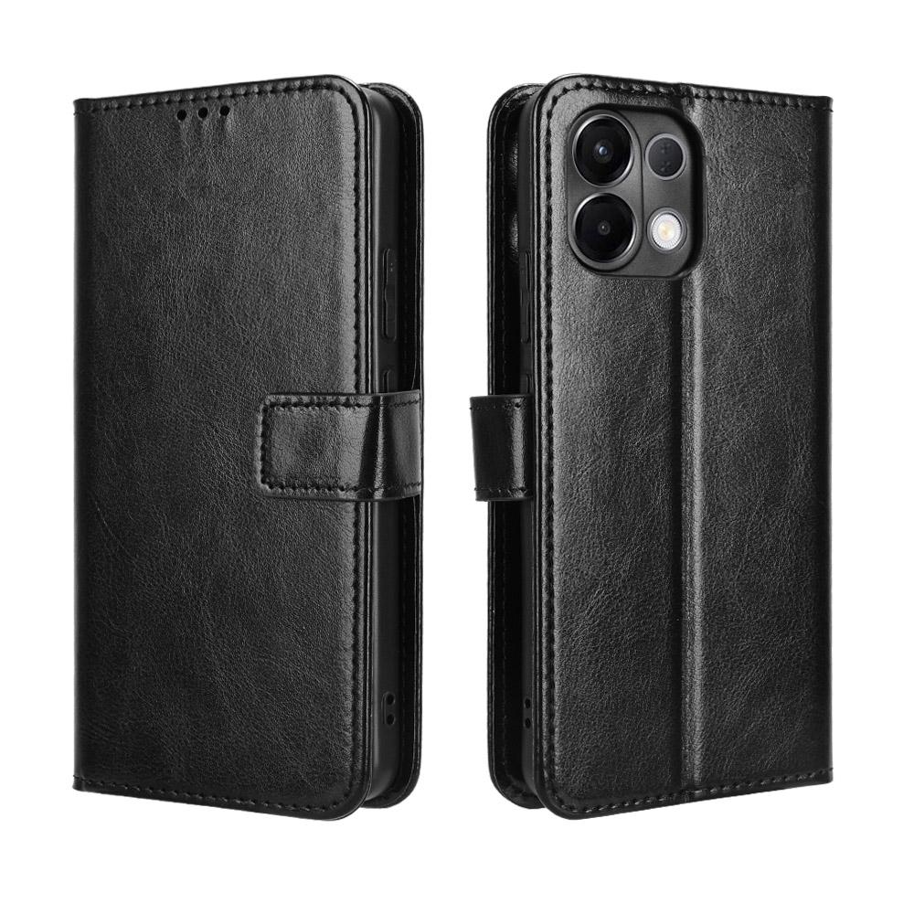 For Oppo K13 5G PU Leather Case with Strap Crazy Horse Texture Phone Wallet Cover