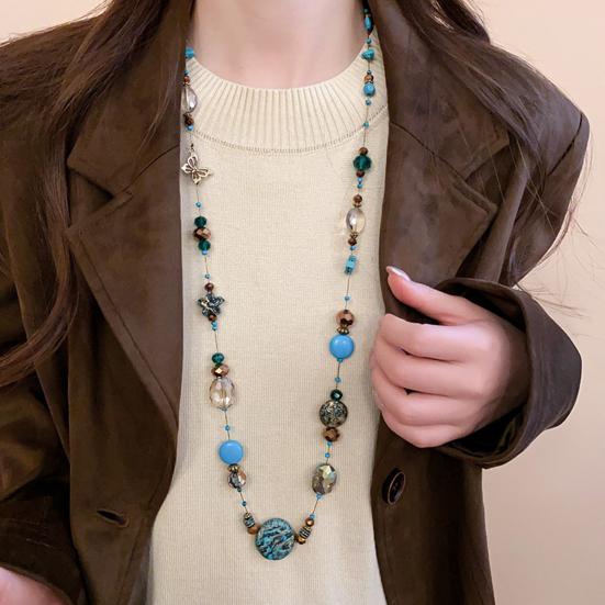 Винтажное ожерелье из бисера с разноцветными камнями, приятное для кожи, многослойное женское ожерелье, ювелирные изделия, подарки