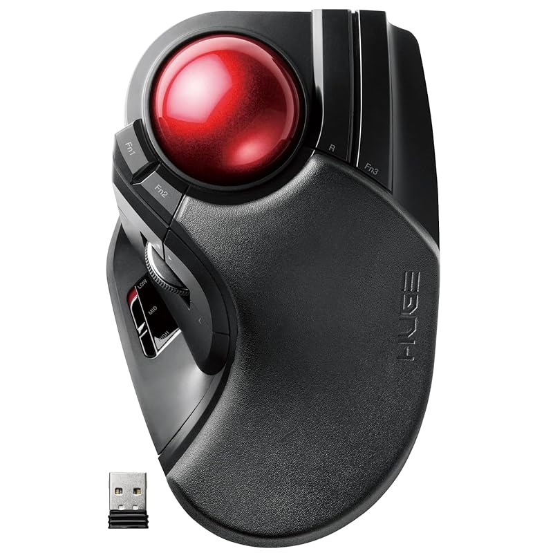 Трекбольная мышь ELECOM беспроводная с большим шариком, 8 кнопок, функция наклона, черная M-HT1DRBK