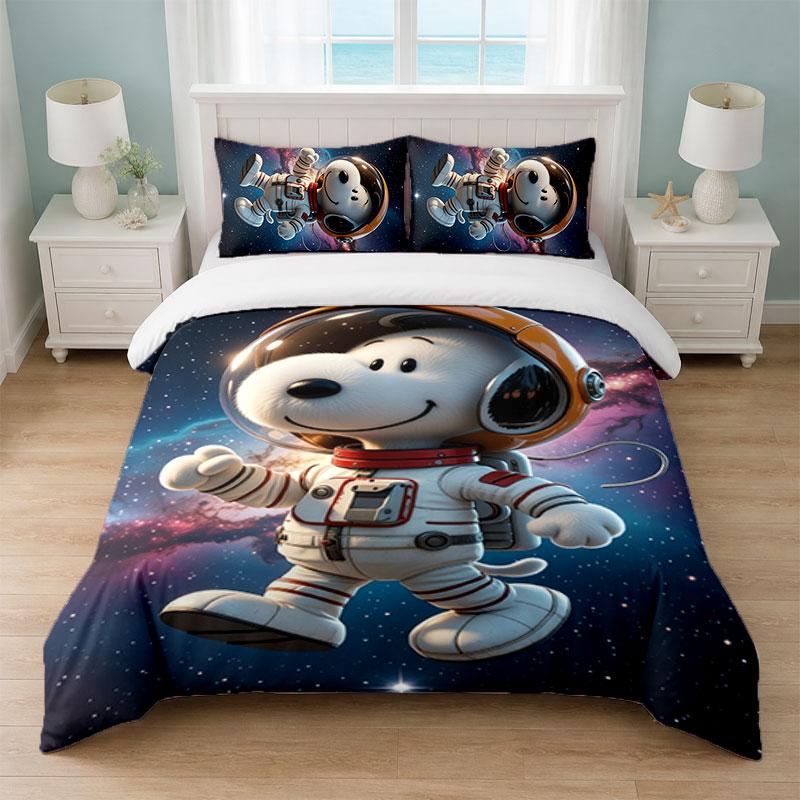 Snoopy Peanuts Bedroom 3Pcs Bedding Set Soft Bed Sheet Pillowcases Home Bedding Decoration