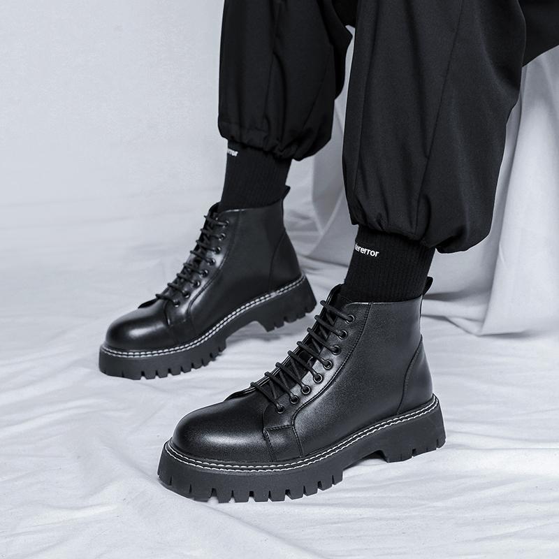 Модные черные мужские ботинки на толстой подошве Модные и универсальные стили дизайна Повседневная обувь для мотоциклистов Модная деловая обувь для вечеринок Популярно