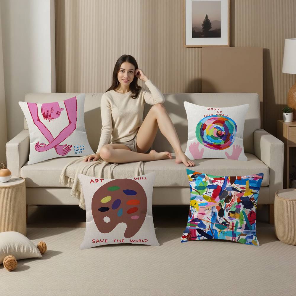 Abstract David Shrigley Dachshund Black Cat Circus Cushion Cover Decorative Pillow Sofa Home Decor Case Pillow Cases