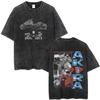 Anime Akira Vintage Washed T Shirt Japanese Science Fiction Cartoon Movie Shotaro Kaneda Manga Casual Cotton Tshirts Streetwear