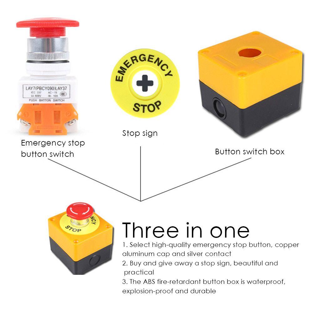 AC 660V 10A Mushroom Red Sign Emergency Stop Switch LAY7-11ZS DPST Push Button Switch