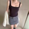 Basic One Cup Square Collar Autumn Winter Warm Small Vest Close To The Natural Inside with A Bottom Strap Underwear Woman