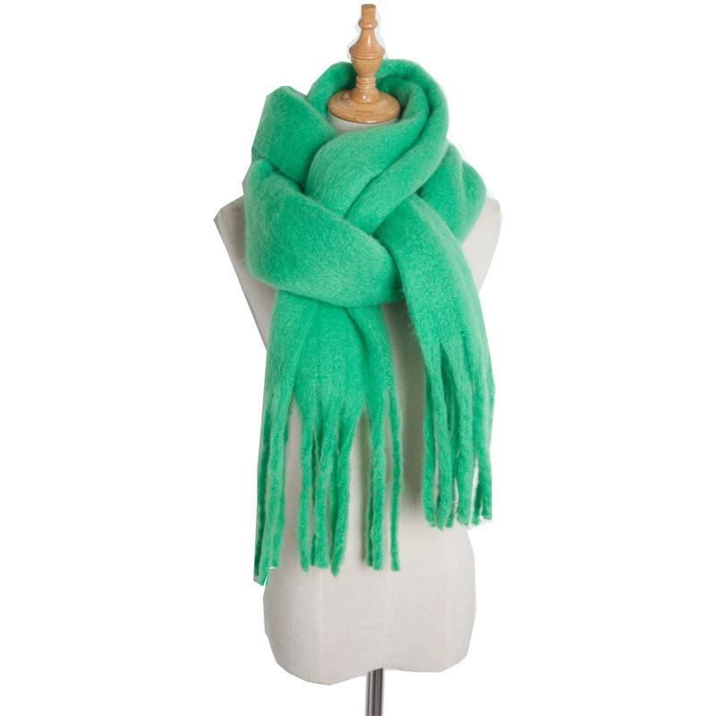 Versatile Monochrome Mohair Pull Scarf Winter Warm Soft Waxy Sweet Solid Color Student Scarf