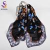 Black Grey Women Pure Silk Scarves Hijabs Elegant Blue Butterfly Design 100% Mulberry Silk Square Neck Scarf Shawl 108cm