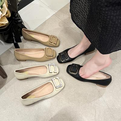 Туфли Doudou женские новые неглубокие балетки из мягкой кожи на четыре сезона с юбками фея нежные мягкая подошва одинарная обувь