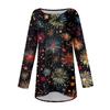 Женская мода повседневная с длинным рукавом рождественский принт круглый вырез длинный топ