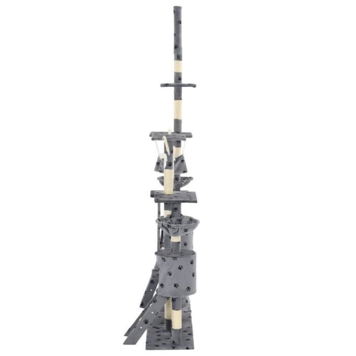 VidaXL Arbre à chat et griffoirs 230-250 cm Empreintes de pattes Gris