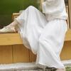 Women Elegant Solid Pants Summer Retro High Waist Two Layer Wide Leg Pant Long Boho Trousers Female C- 071