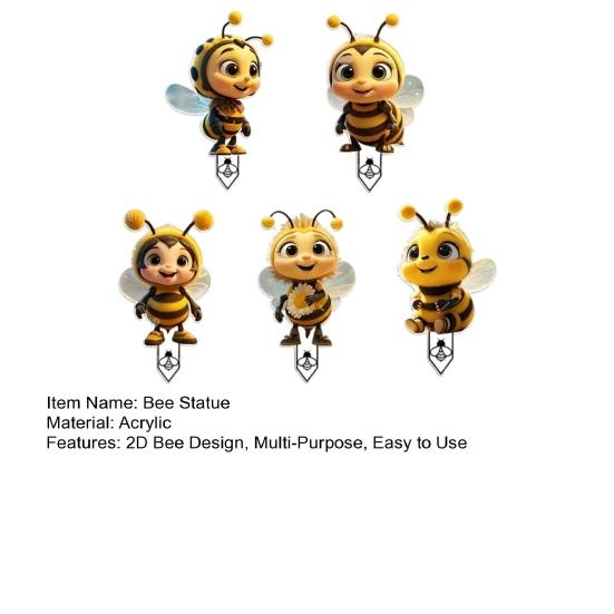 5 шт. Статуэтка пчелы 2D Дизайн пчелы Сады Веранды Украшение пчелы Ярко-желтый