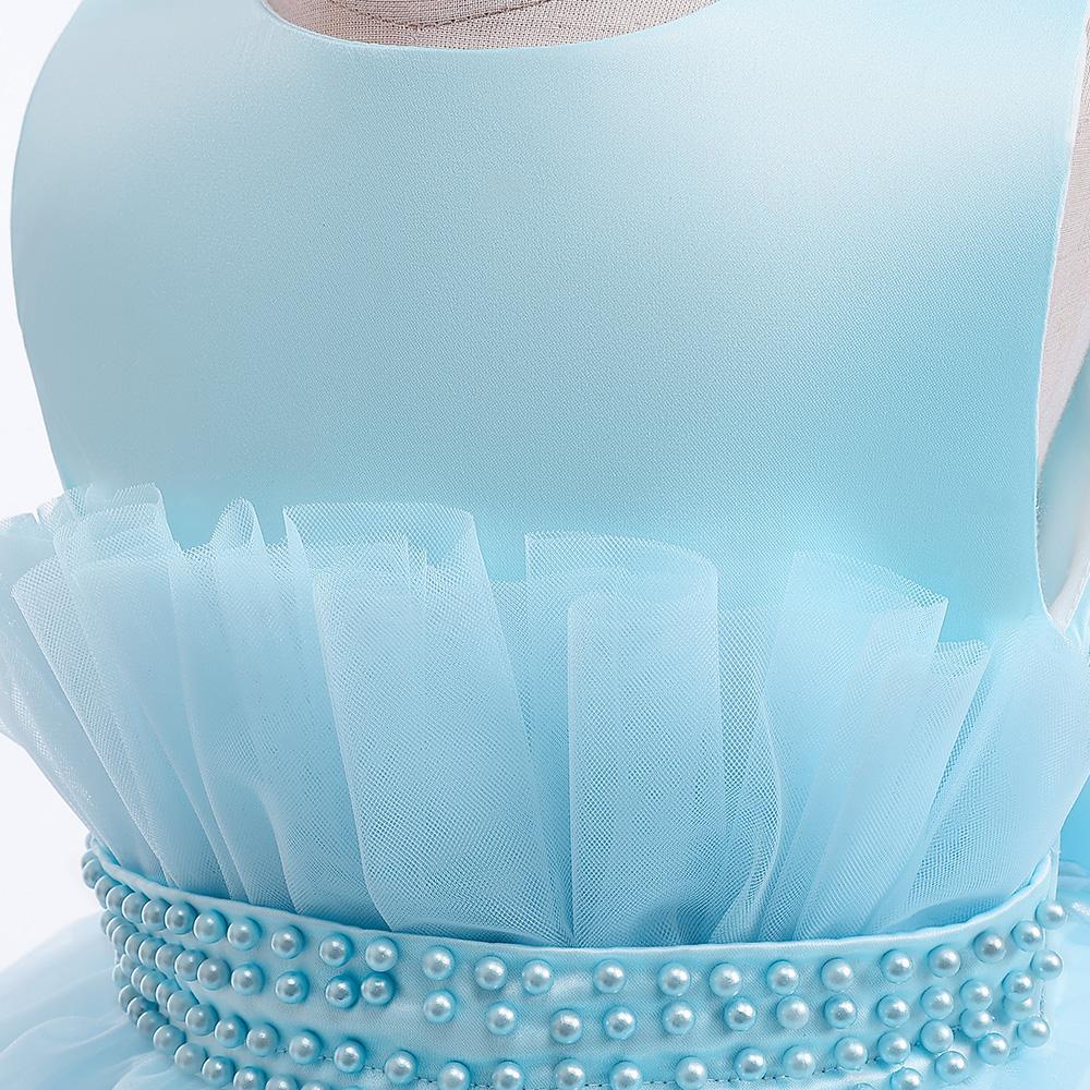 Летнее фатиновое платье принцессы со шлейфом для девочек, официальное белое платье для крещения, свадьбы, детские праздничные платья для девочек, платье подружки невесты для выпускного вечера, От 3 до 10 лет