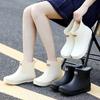 Women's Short Rain Shoes Simple and Fashionable Rain Boots Women's Round Head Outdoor Wading Shoes Non-slip Versatile Rubber Shoes Warm Short Boots