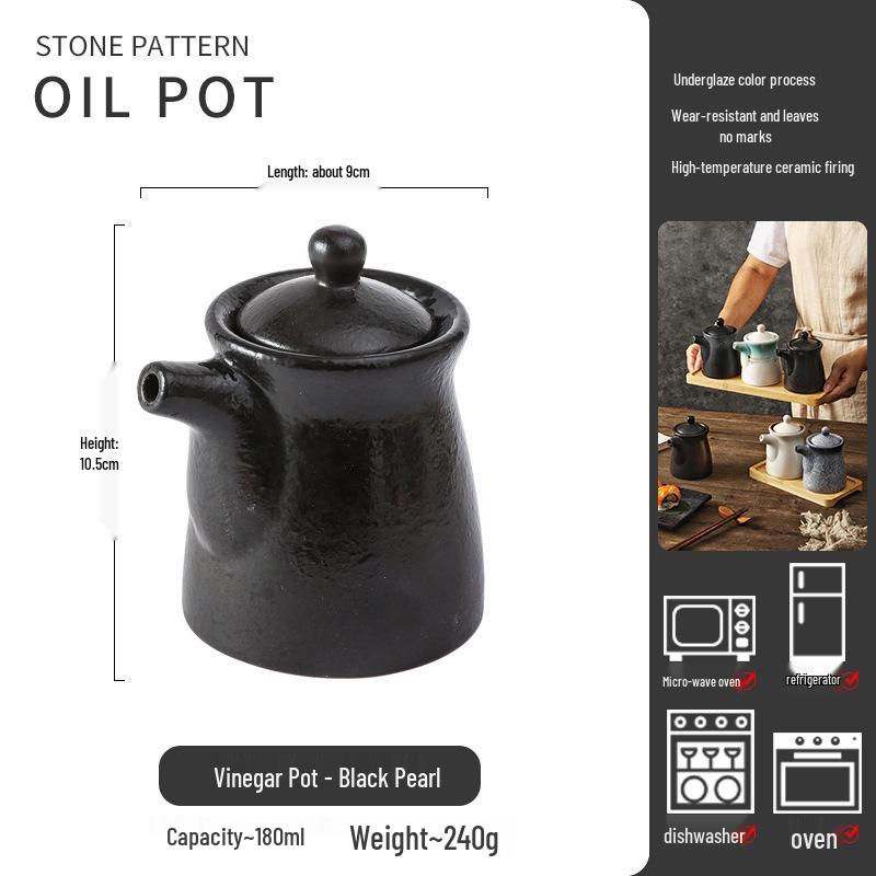 Large Ceramic Vinegar and Soy Sauce Bottle for Japanese Cuisine - Oil and Seasoning Container for Kitchen.