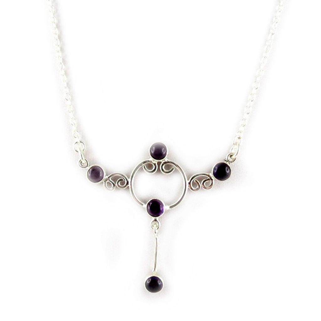 Les Trésors De Lily [E0174] - Amethyst 'Charms' Silver Necklace