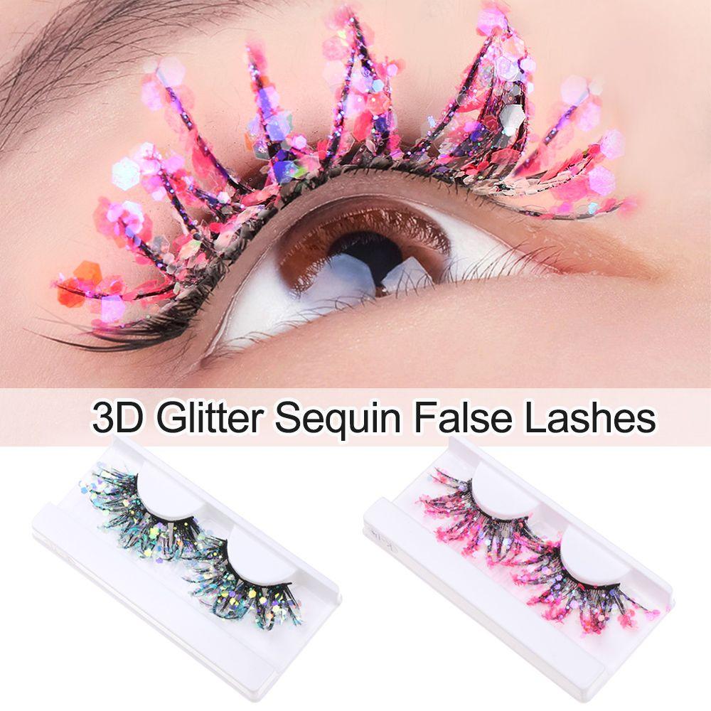 Sequin Glitter Powder Color Luminous Fake Lashes 3D False Eyelashes Nude Makeup Makeup Supplies