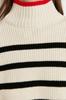 Women's Fashionable Stylish Sweater Black Wide Pattern Striped Knitwear Sweater