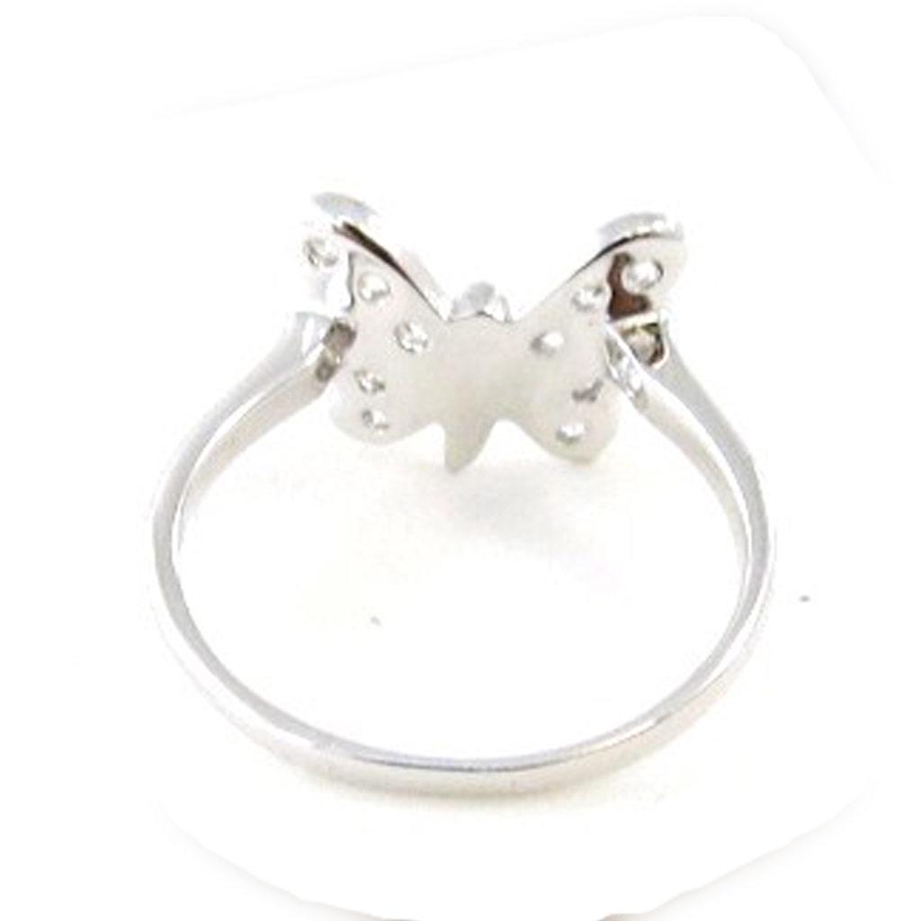Silver Ring 'Butterfly' Silvery White (rhodium) - 12x10 Mm