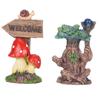 Miniature Magic Tree Statue Set Synthetic Resin Tree Guidepost Figurine Set Waterproof Sunproof