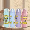 1PC Sunflower Thankful Quote Print 750ml Color Plastic Sports Water Bottle Leakproof Flip Straw Lid Suitable for Sports Office Home Use