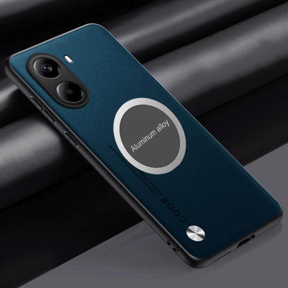 Busine Sle Leather Metal Car Magnetic Holder Phone Case for POCO X7 F6 X6 F5 X5 Pro Pro M6 4G C75 C65 Skin Feel Protect Cover