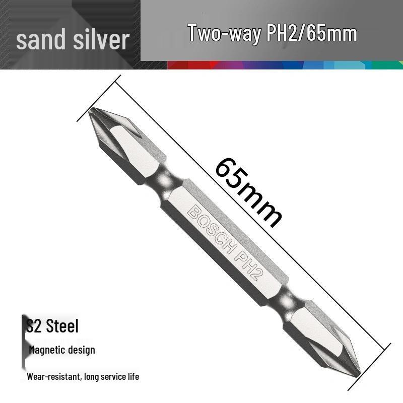 Магнитный двухсторонний крестовой бит Bosch PH2 с удлиненной длиной для электрических и пневматических шуруповертов.