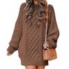 Cross-border Amazon Europe Round Neck Long Sleeve Knit Sweater Medium-length Women's Dress Thickened Needlework