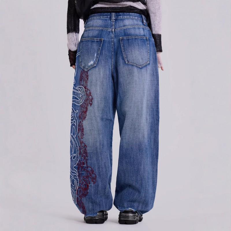 High Waist Straight Leg Jeans Women Y2K Streetwear Wide Denim Pants 2025 Cotton Blend