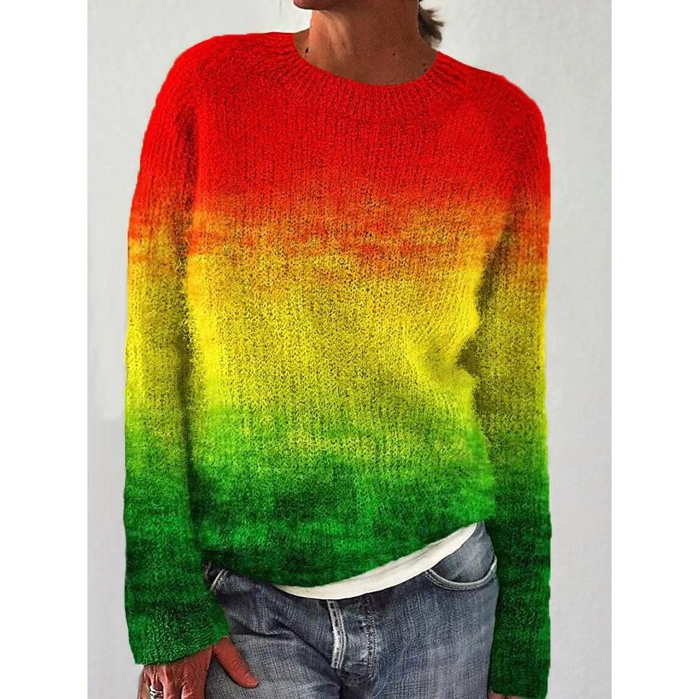 JPNTKY Женская мода Повседневный Осень Зима Длинный рукав V-образный вырез Свободные свитера