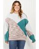 Azura Exchange Multicolor Scalloped Color Block Plus Size Sweater