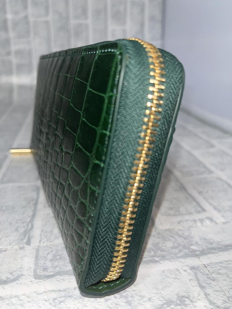 Guodi Длинный кошелек круглый на молнии типа крокодил натуральная кожа блестящая отделка крокодиловая кожа крокодиловая кожа крокодиловая кожа кошелек кошелек