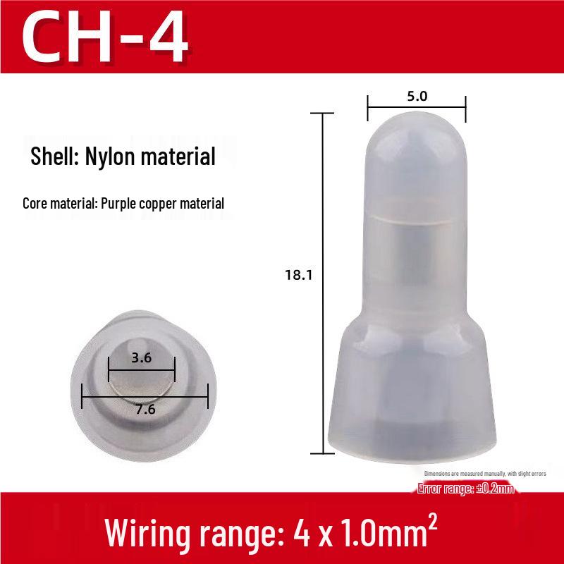 CE Nipple Type Transparent Flame Retardant Wire Connector Caps, Quick Connect Nylon Crimp Terminals
