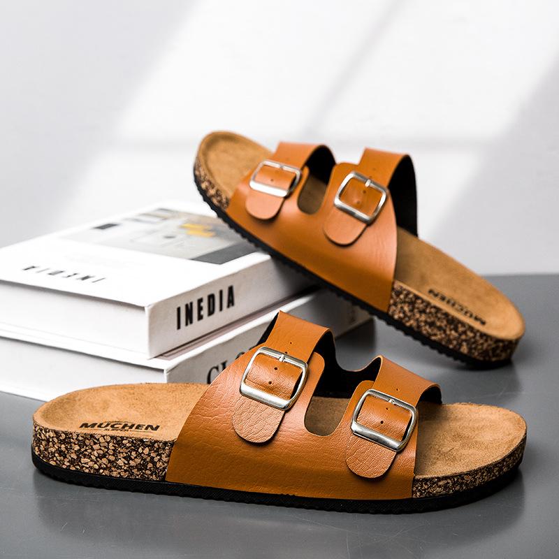 Мужские сандалии Birkenstock с двумя пряжками и открытым носом - Летняя повседневная уличная обувь Шлепанцы