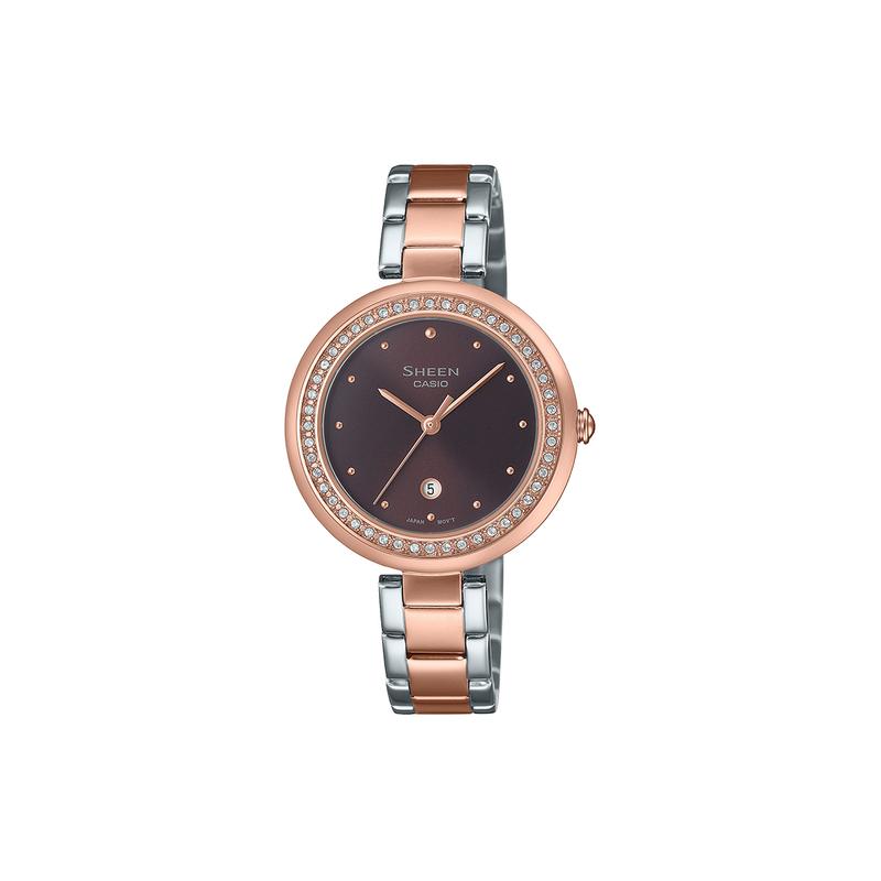 Casio 50 meters waterproof quartz movement stainless steel strap Japanese and Korean watch women's watch gray dial SHE-4556SPG-5A