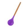 1pcs Purple Wooden Handle Silicone Kitchen Cooking Tools Heat Resistant Spoon Spatula Kitchenware Non-Stick Egg Beater Baking Utensils Accessories