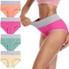 Fashion Women's Large Color Contrast Trigonum Butt Stitching Underwear 4PCS