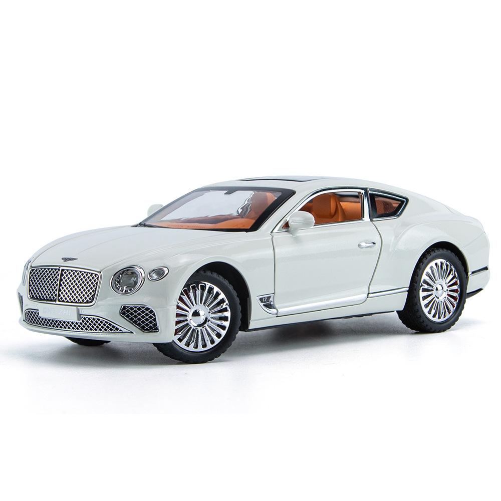 1/24 Bentley Continental GT Model Car, Alloy Diecast Collectible Pull Back Car Toy, with Sound and Light, Door Can Be Opened for Boys Girls Gift