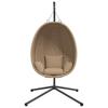 Egg Style Hanging Chair with Stand Taupe Fabric and Steel