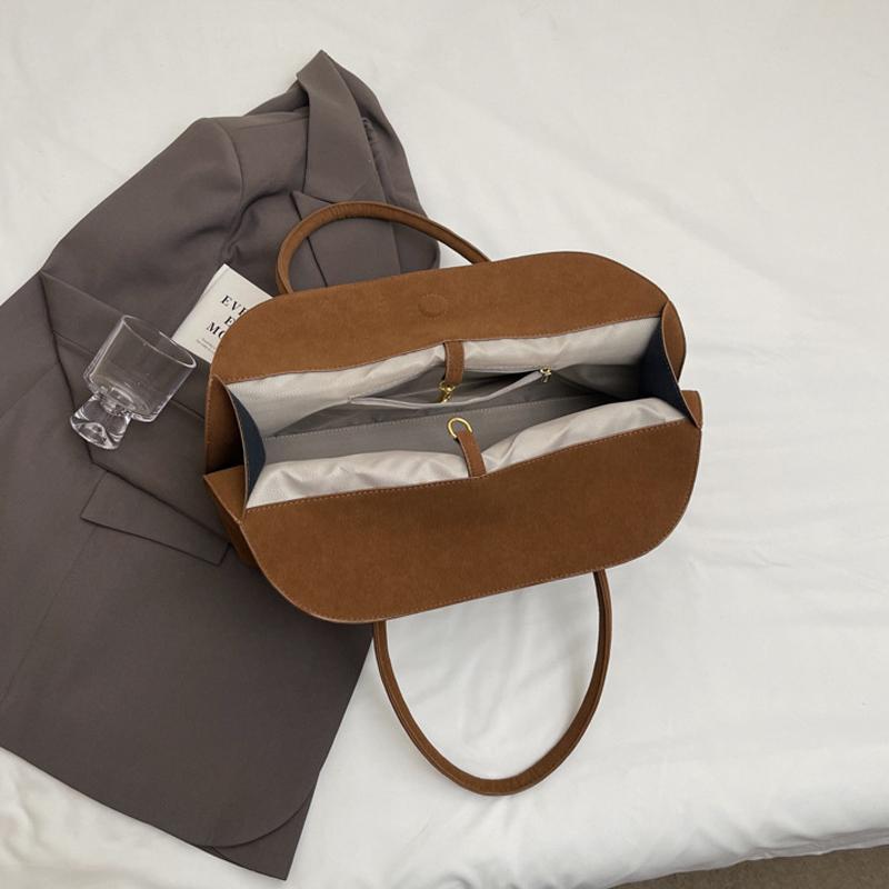 Solid Color Underarm Bag Trendy Satchel Bag Faux Suede Handbags Women Elegant Shoulder Bags Casual Totes Bag