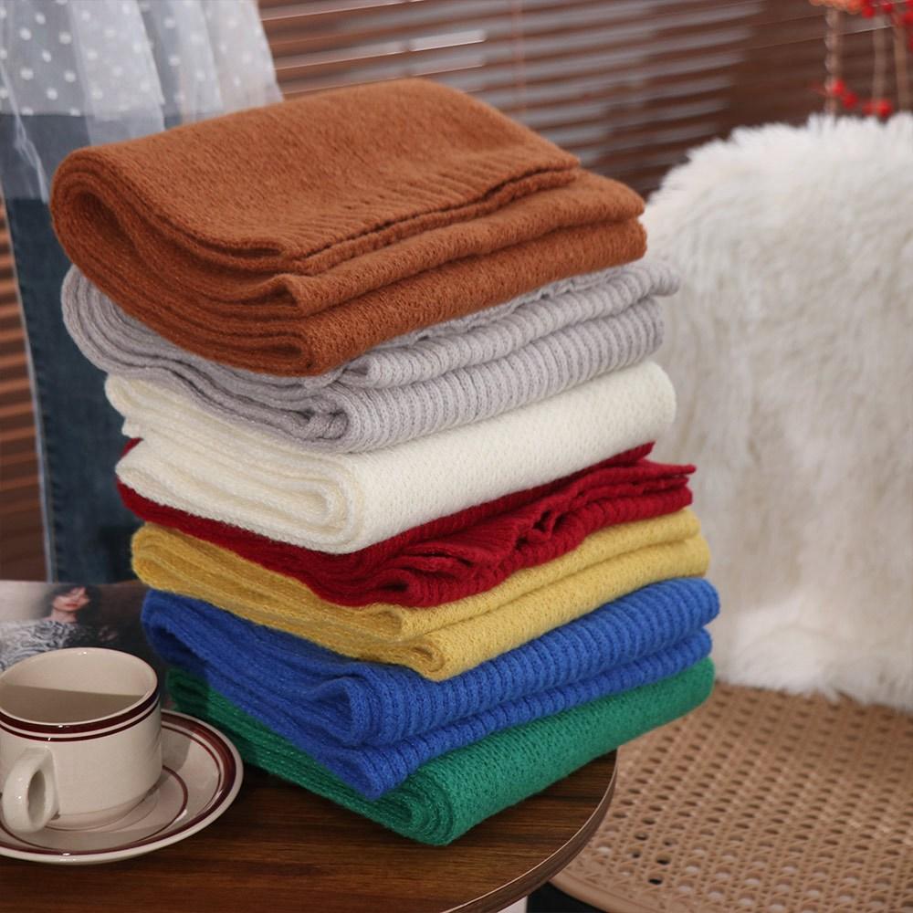 Keep Warm Solid Color Scarf Long Wool Shawl Retro Knitted Scarves Autumn Winter