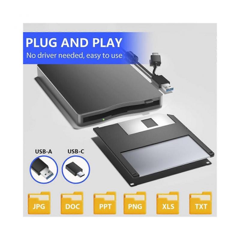 3.5 Inch External Floppy Disk Drive with USB Type-C