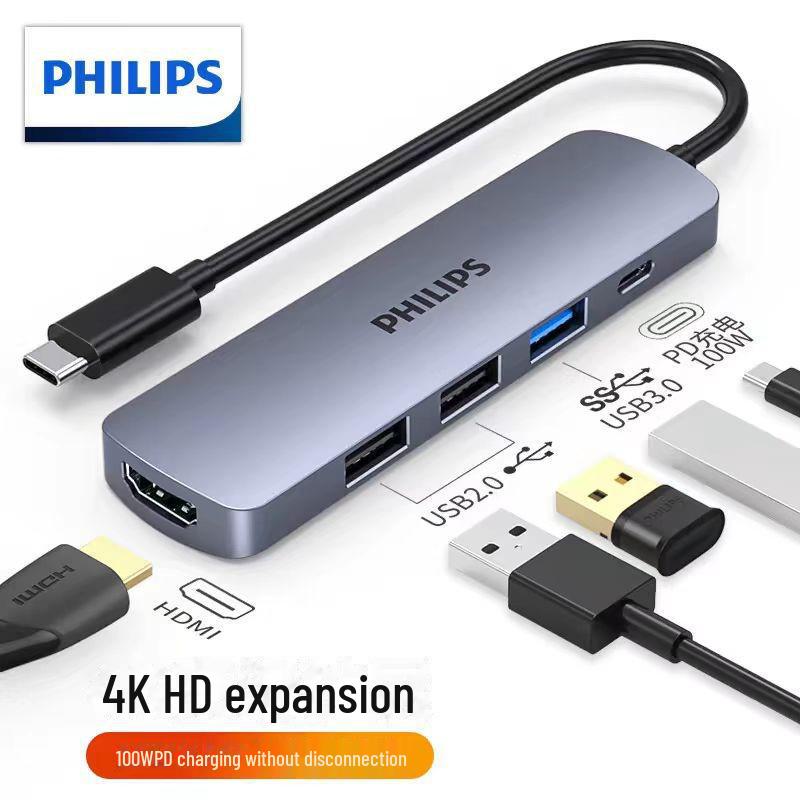 Хаб Philips Type-C для Apple и Huawei: HDMI, Сеть, Док-станция для расширения USB