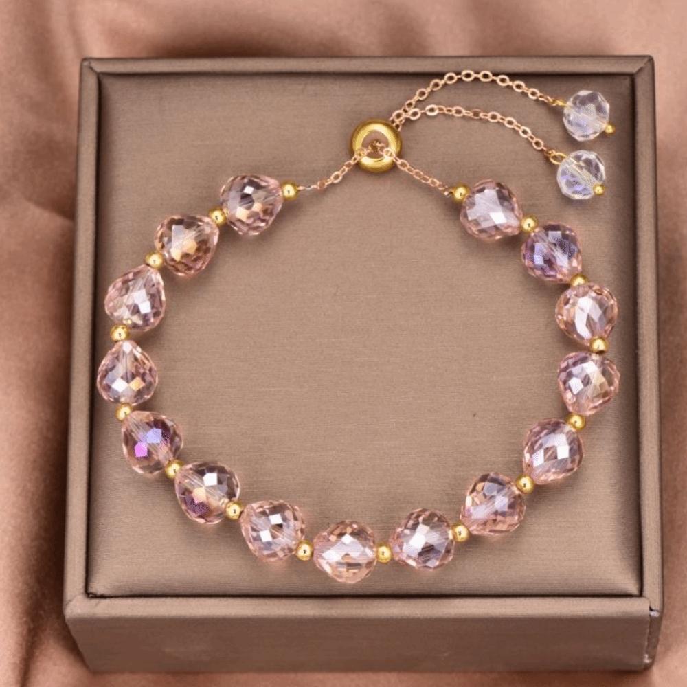 Stone Beads Crystal Bracelet Shiny Crystal Sweet Jewelry Elegant Beads Bracelet For Women