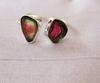 Natural Two Raw  Watermelon Tourmaline 925 Sterling Silver Ring 7 US Gift, A 52
