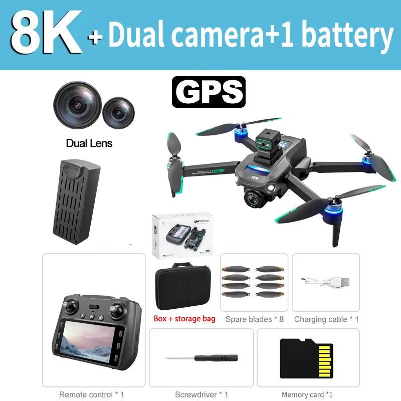 2025 S159 GPS RC Drone 5G 8K HD ESC Photography Двойная камера Professional WIFI FPV Backhaul Screen Obstacle Avoiding Butterfly Quadcopter Toy