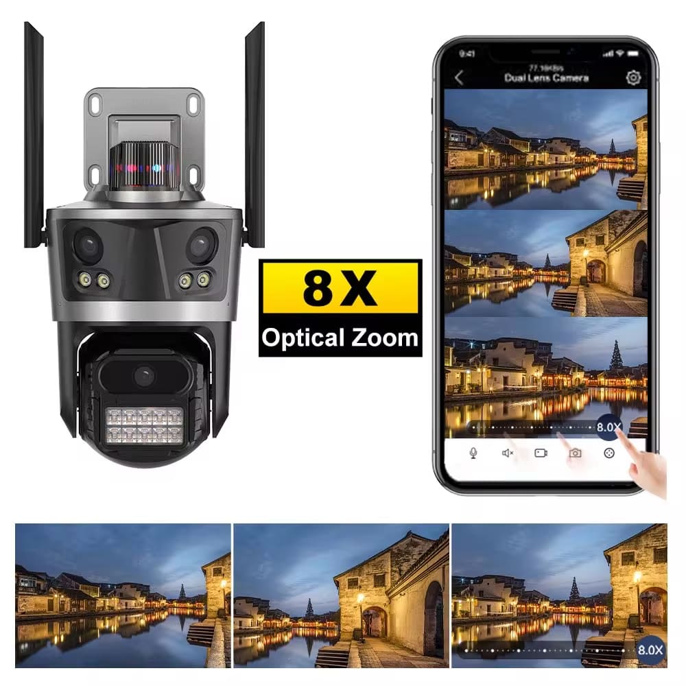 LS VISION ICsee Security PTZ Camera 6K 12MP HD Three Lens 8X Zoom Outdoor WiFi Wireless CCTV Video Surveillance Auto Tracking Home Protection
