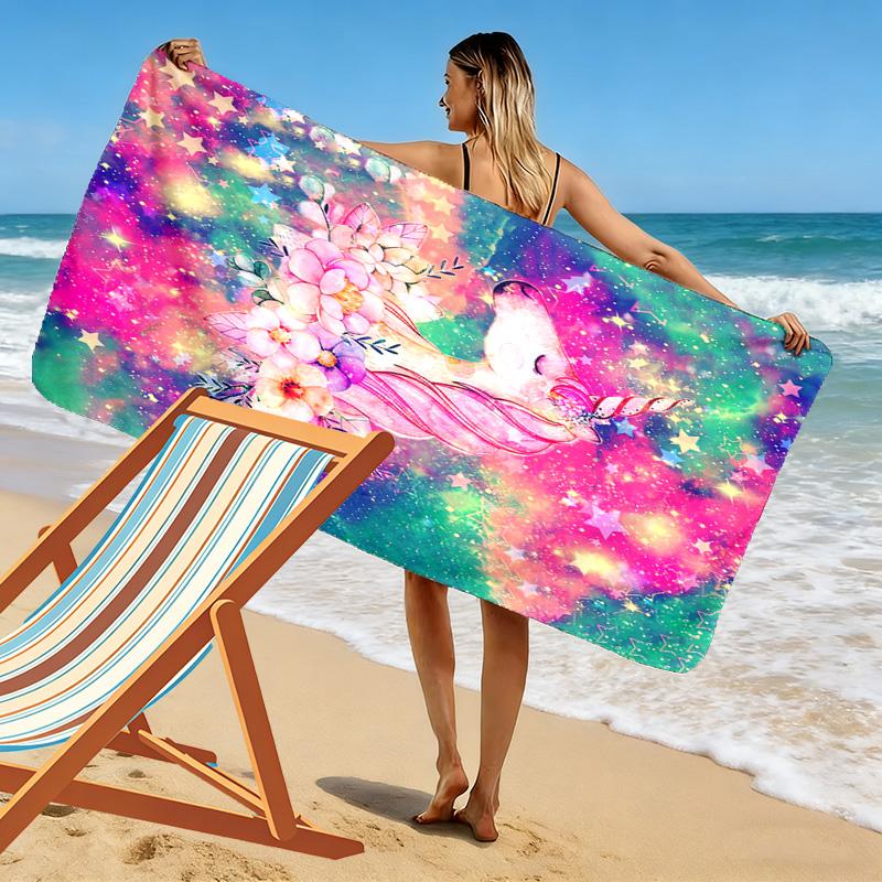 Galaxy Uni-horse Print Beach Towel, Large Soft Quick Dry Towel for Beach Camping Swimming