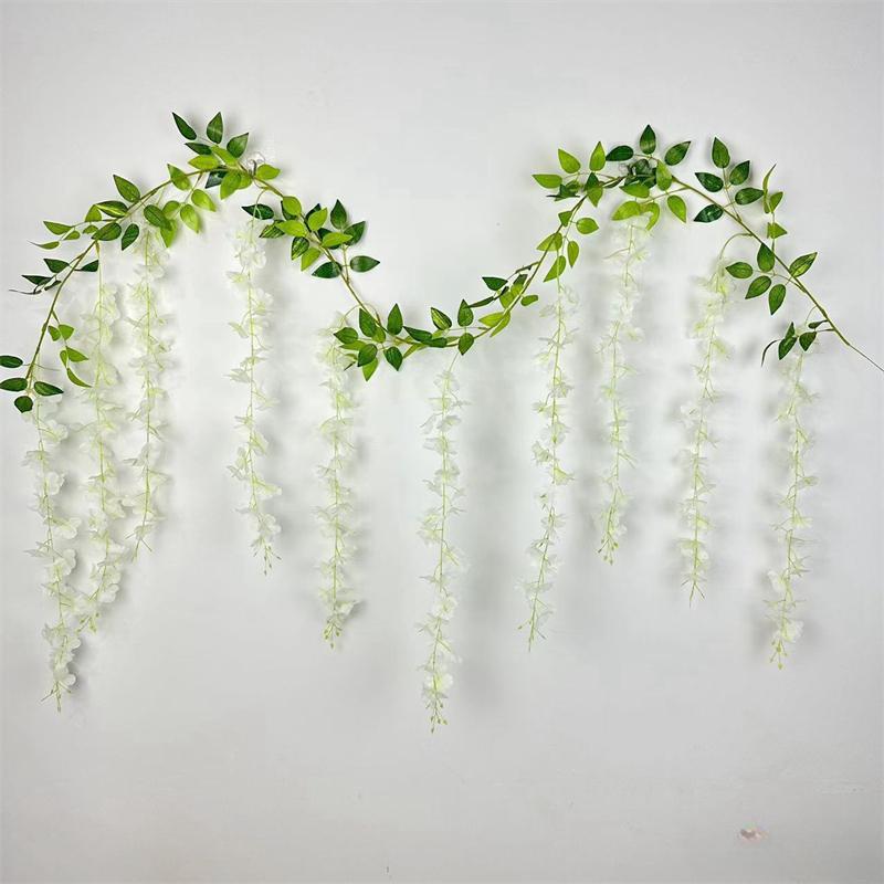 Полоски с имитацией цветка глицинии, искусственные полоски из ротанга, украшения для свадебной вечеринки, настенные подвесные потолочные сцены, макет в помещении и на открытом воздухе
